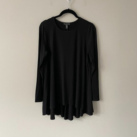 Eileen Fisher Stretchy Long Sleeve Blouse Round Neck Casual Black Small - Picture 2 of 7